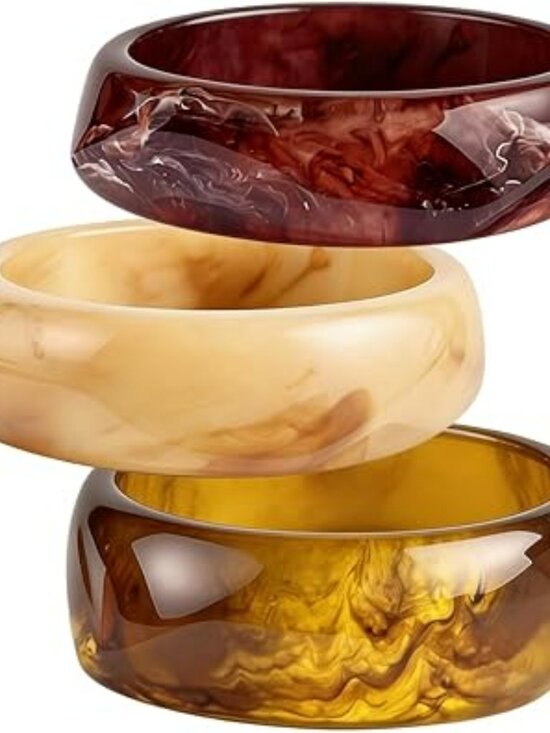 Jewelry - NEW Resin Chunky Oversized Bracelet Set Resin Stackable Thick Bangle Jewelry